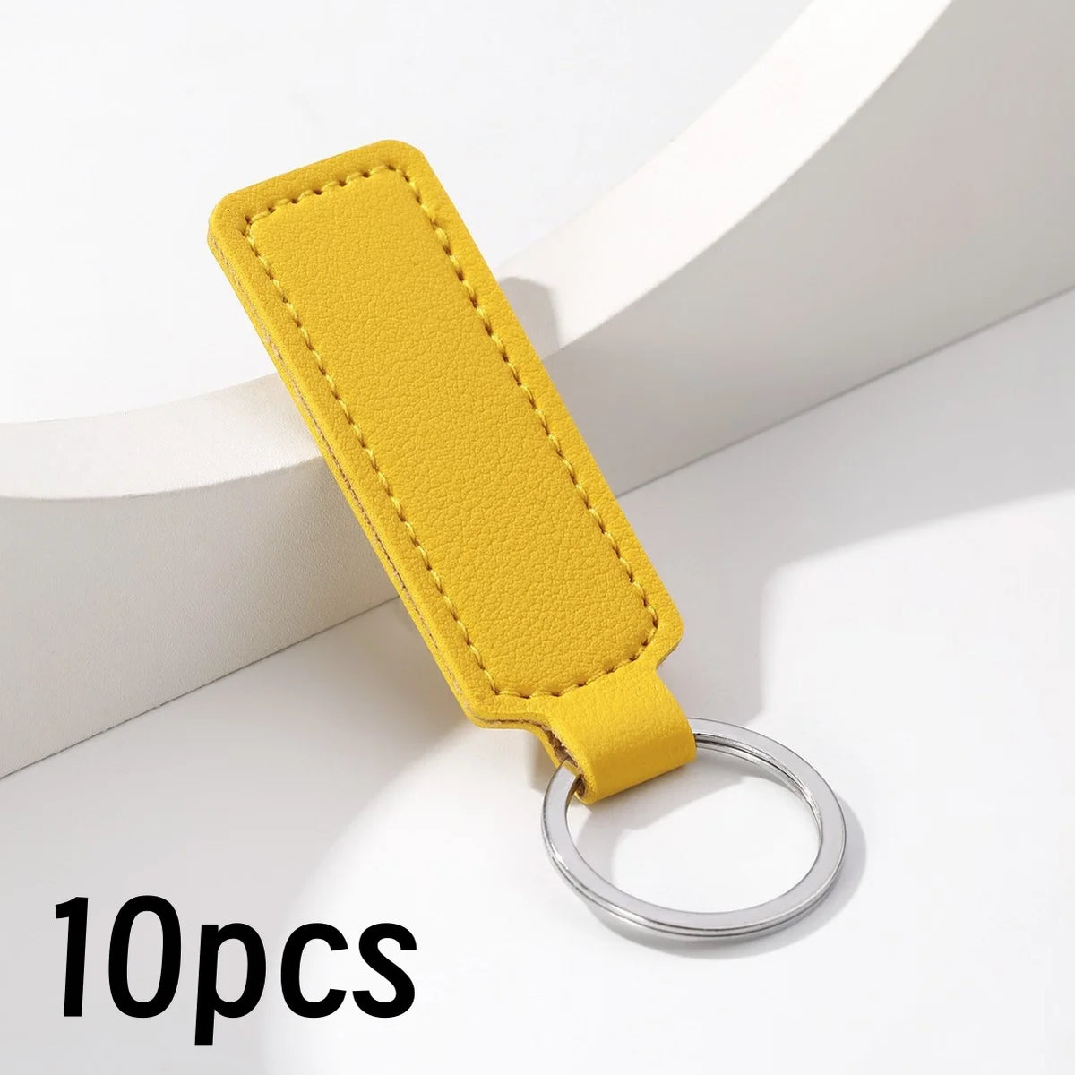 Double-Sided PU Leather Keychain Set, 10-Pack