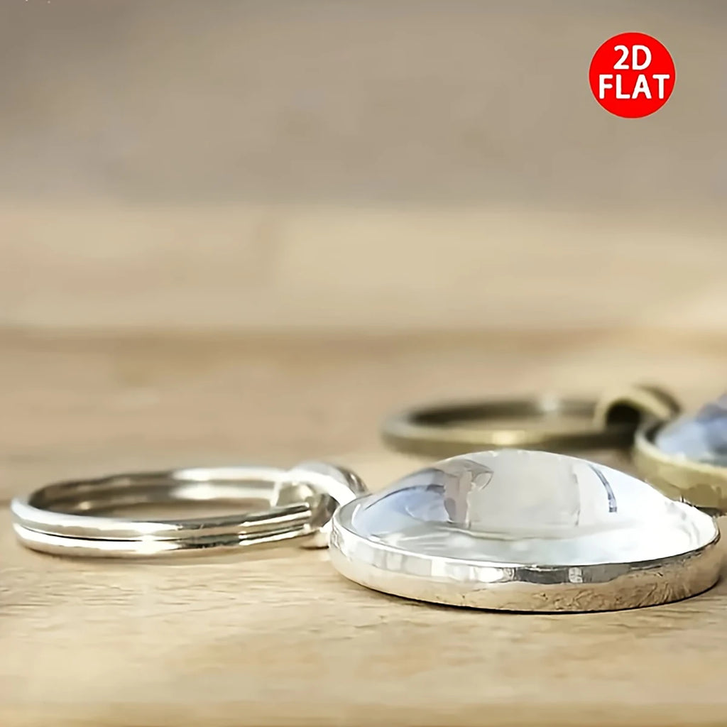 Retro Celestial Keychain with Glass Accent