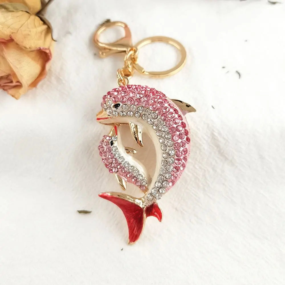 Rhinestone Dolphin Keychain and Bag Charm