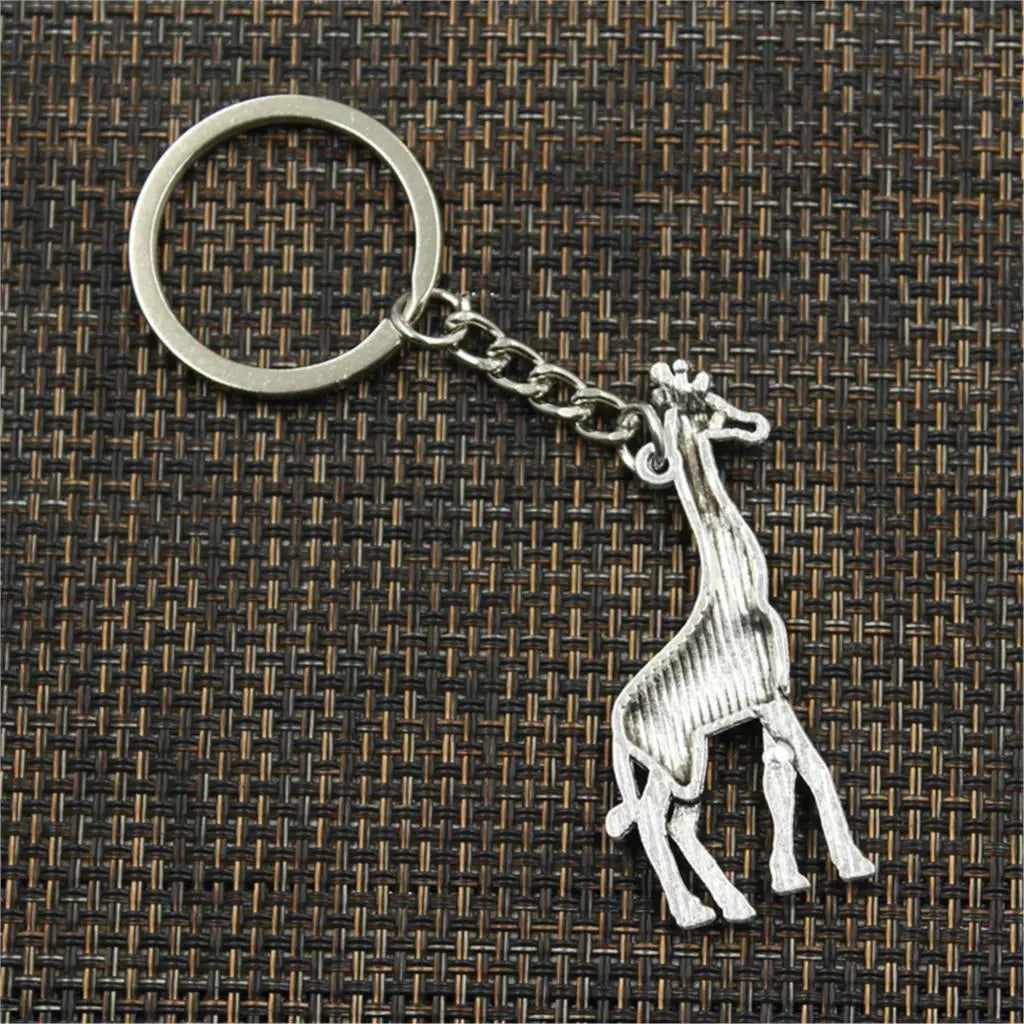 Silver-Plated Giraffe Charm Keychain