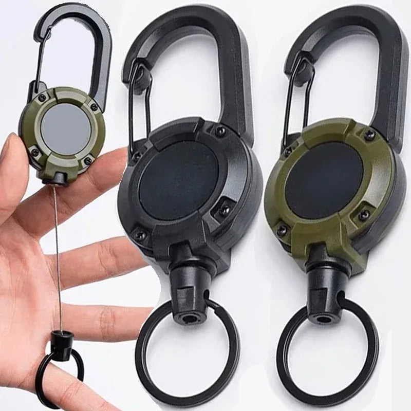 Retractable Keychain Carabiner with Steel Wire Cord