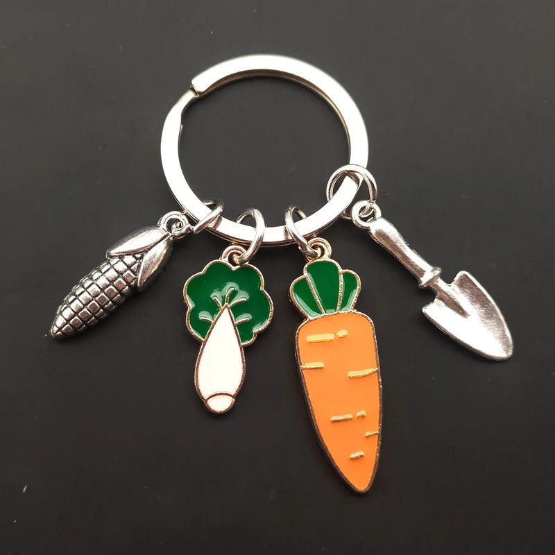 Gardener Charm Keychain in Antique Silver Finish
