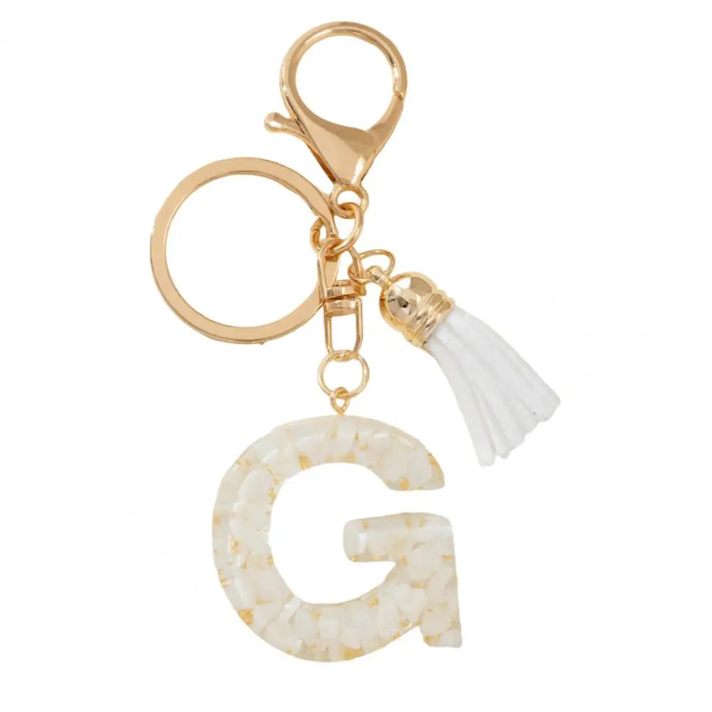 Resin Alphabet Letter Keychain with Tassel