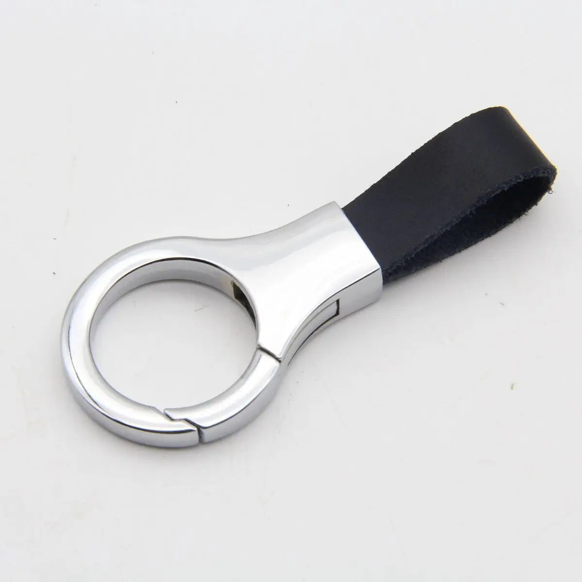 Leather and Metal Keychain with Lock Buckle