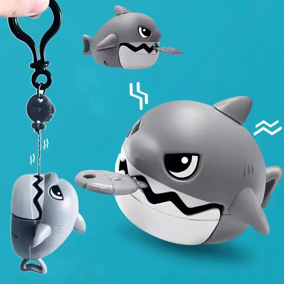 NEW Creative Fun Pull Line Nibbling Shark Keychain For Children Cartoon Eating Small Fish Keyring Car Bag Small Pendant Gift