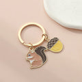 Squirrel and Pine Cone Metal Keychain