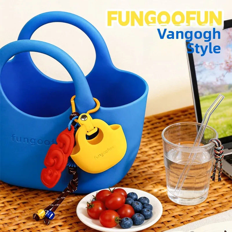 Original Fungoofun Van Gogh Banana Keychain Bag Charm Car Decoration Gift Creative Artistic Key Holder Backpack Accessory