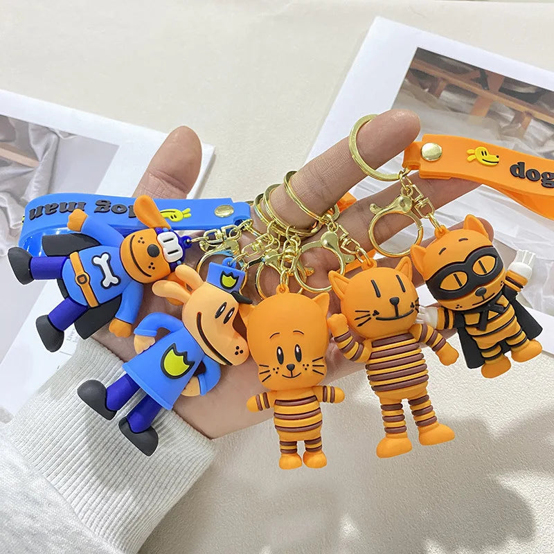 Anime Cat Character Keychain with Zinc Alloy Clasp
