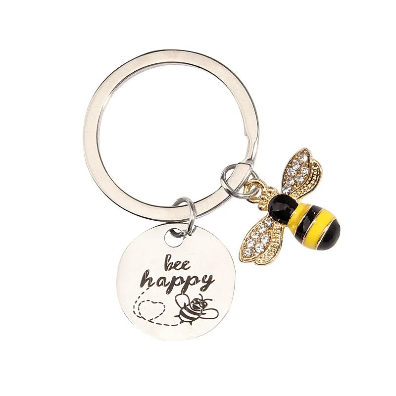 Honeybee Charm Keychain with Split Ring