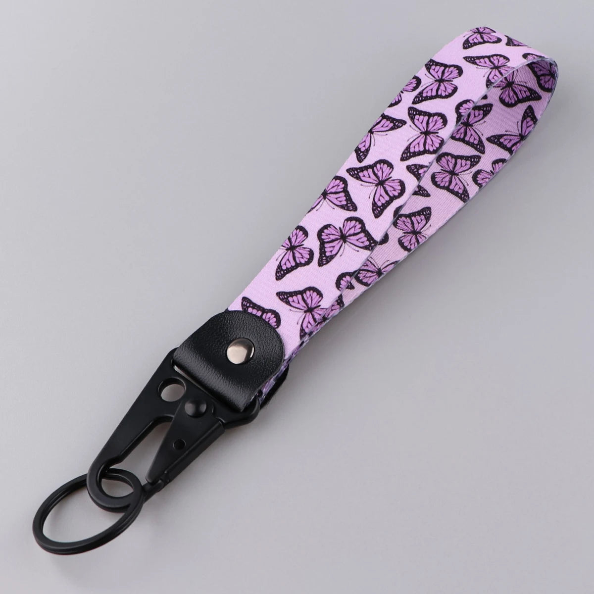 Butterfly Print Wrist Lanyard Keychain