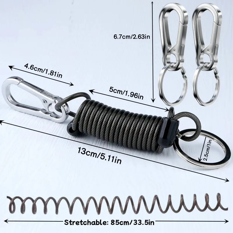Retractable Coiled Keychain with Steel Core