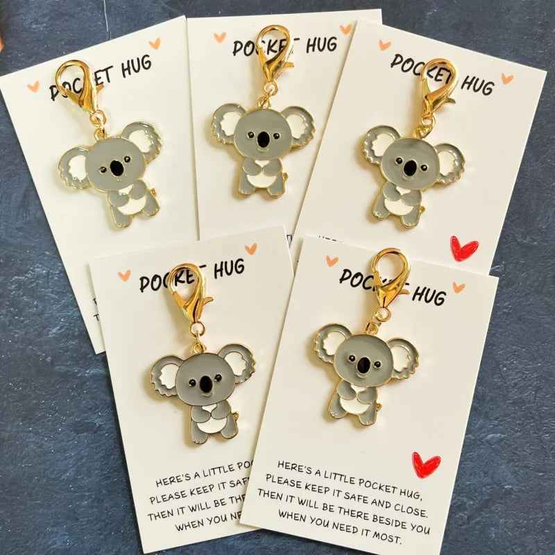 Koala Charm Keychain with Inspirational Hug Card