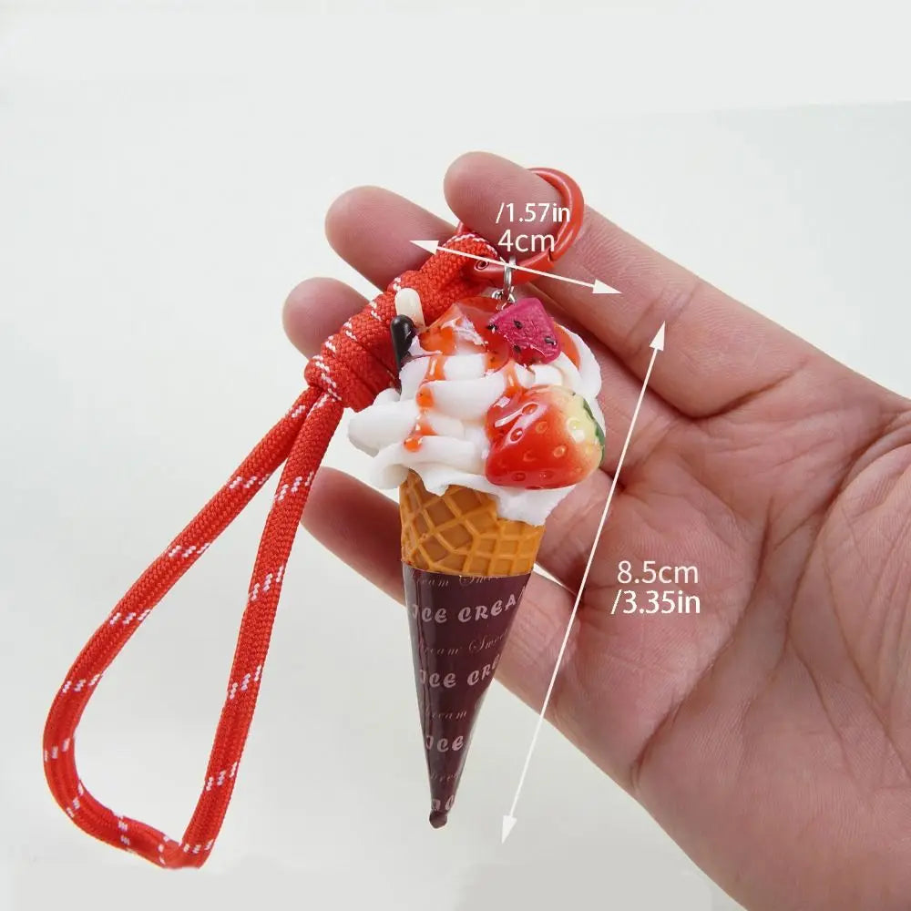 Realistic Ice Cream Dessert Charm Keychain