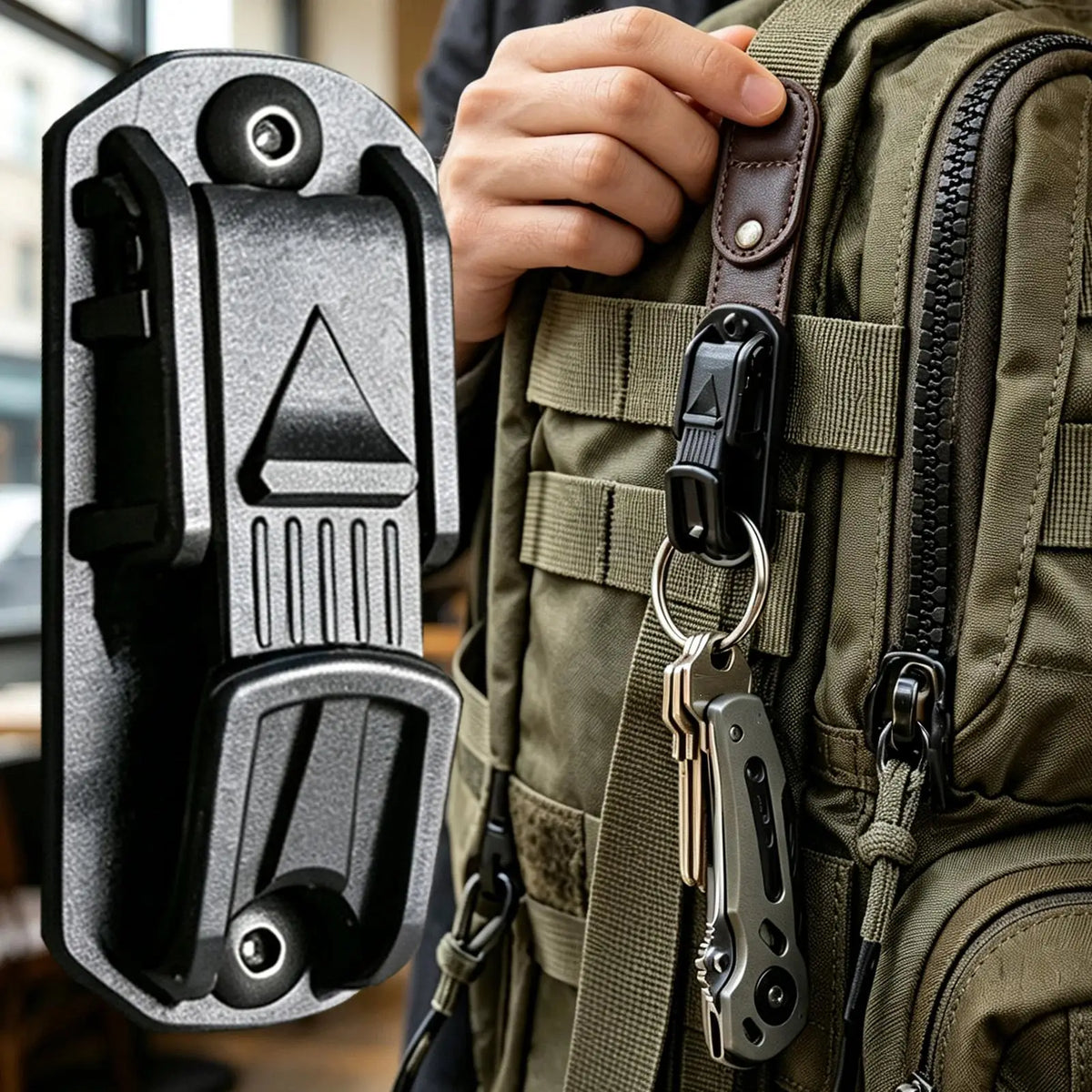 Belt Clip Keychain with Carabiner Hook