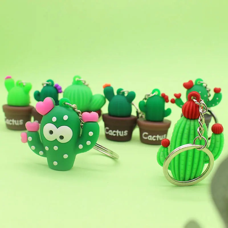 Potted Cactus Charm Keychain with O-Buckle