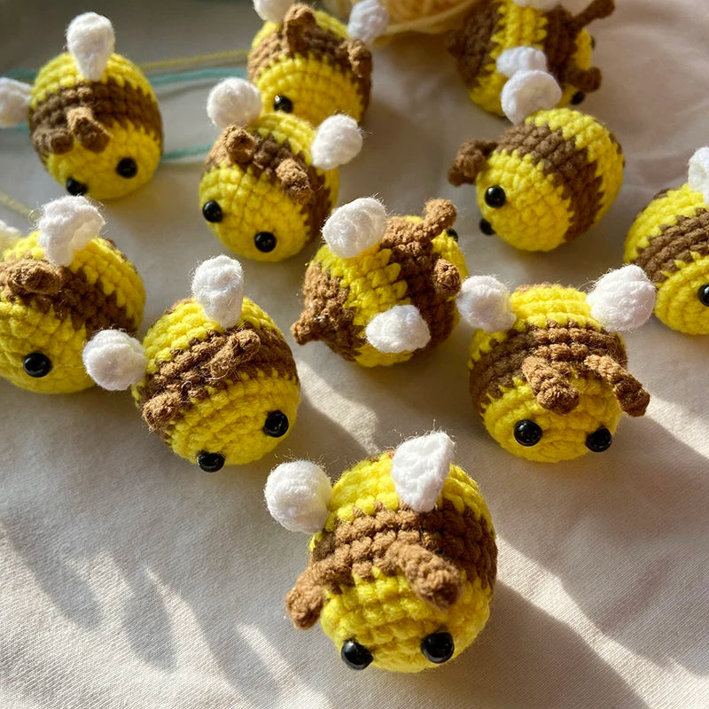 Hand-Crocheted Bee Charm Keychain