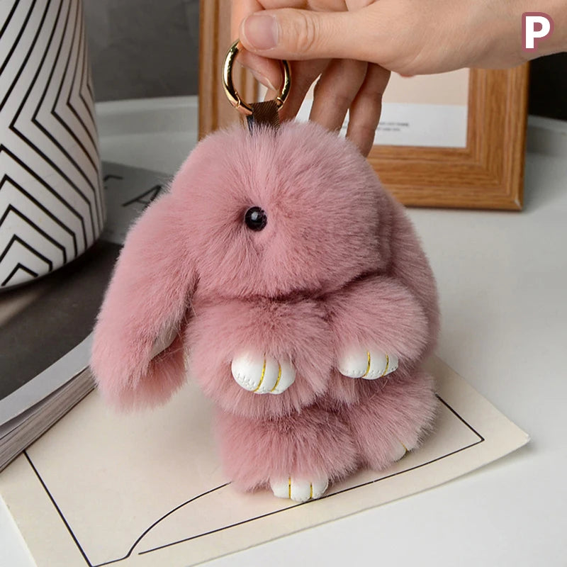Plush Bunny Bag Charm with Gold-Tone Spring Ring