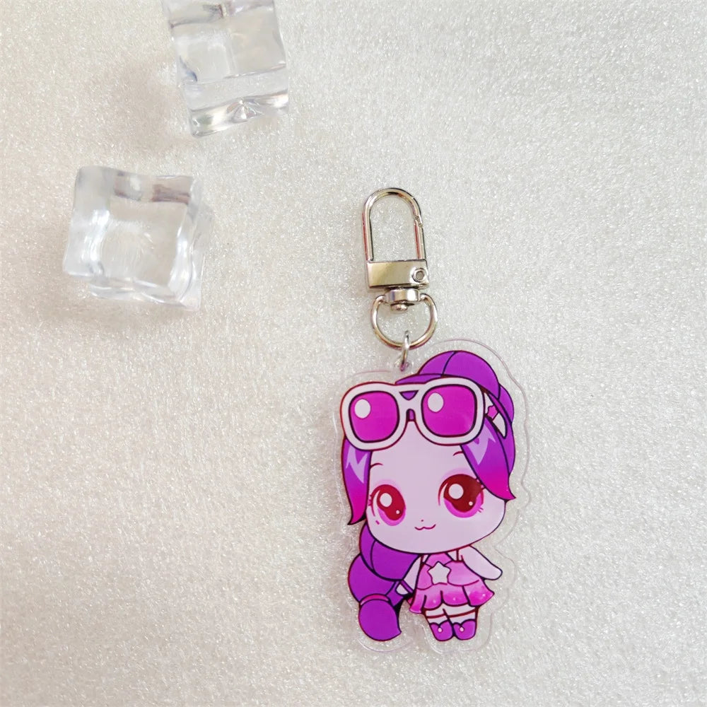 Kpop Cartoon Keychain Cute Bag Charms Double-sided Print Jiwoo Carmen Yuha Stella Juun Fans Collection Accessories