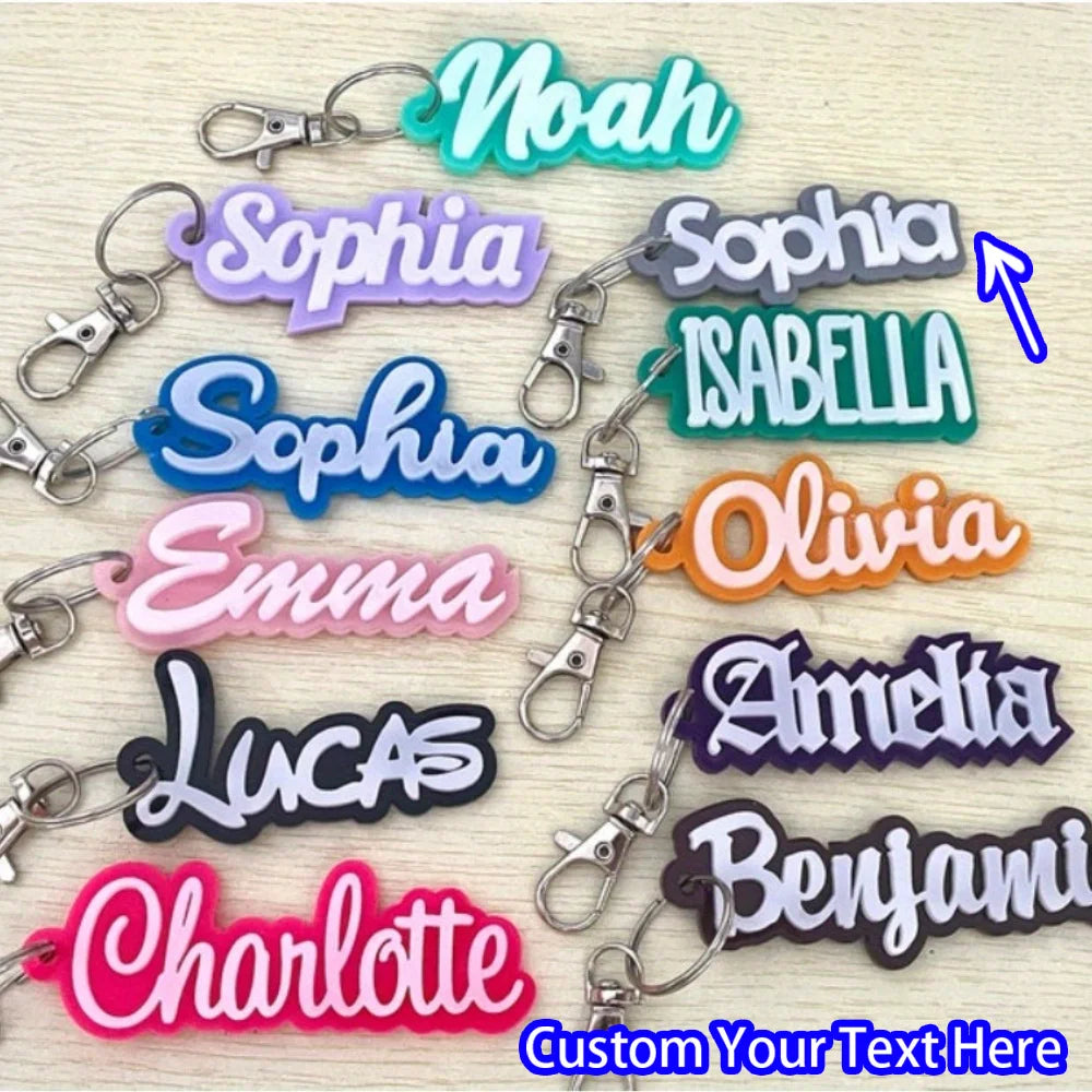 Custom Acrylic Name Keychain with Zinc Alloy Clasp