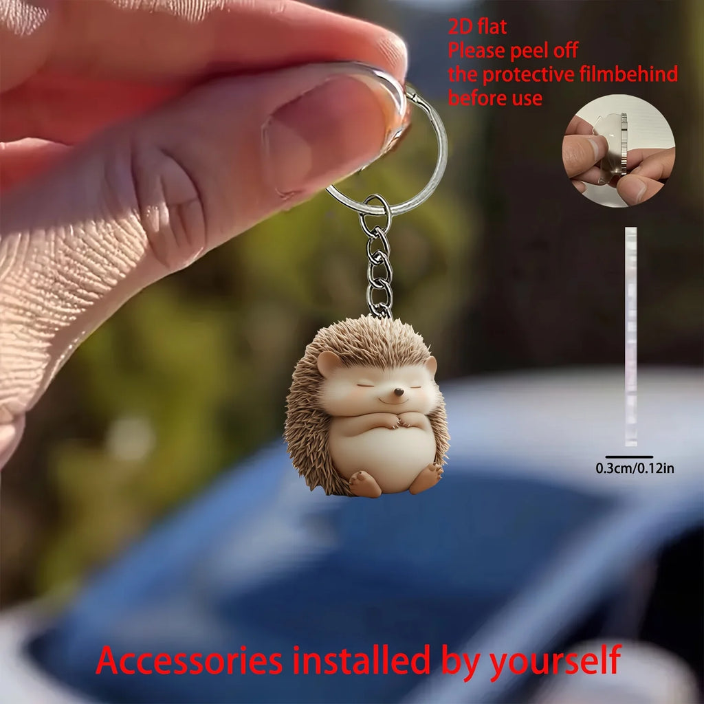 Flat Acrylic Hedgehog Keychain