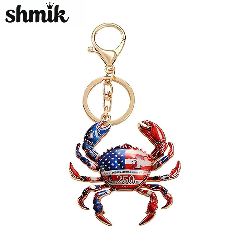 Crab Charm Keychain with Lobster Clasp