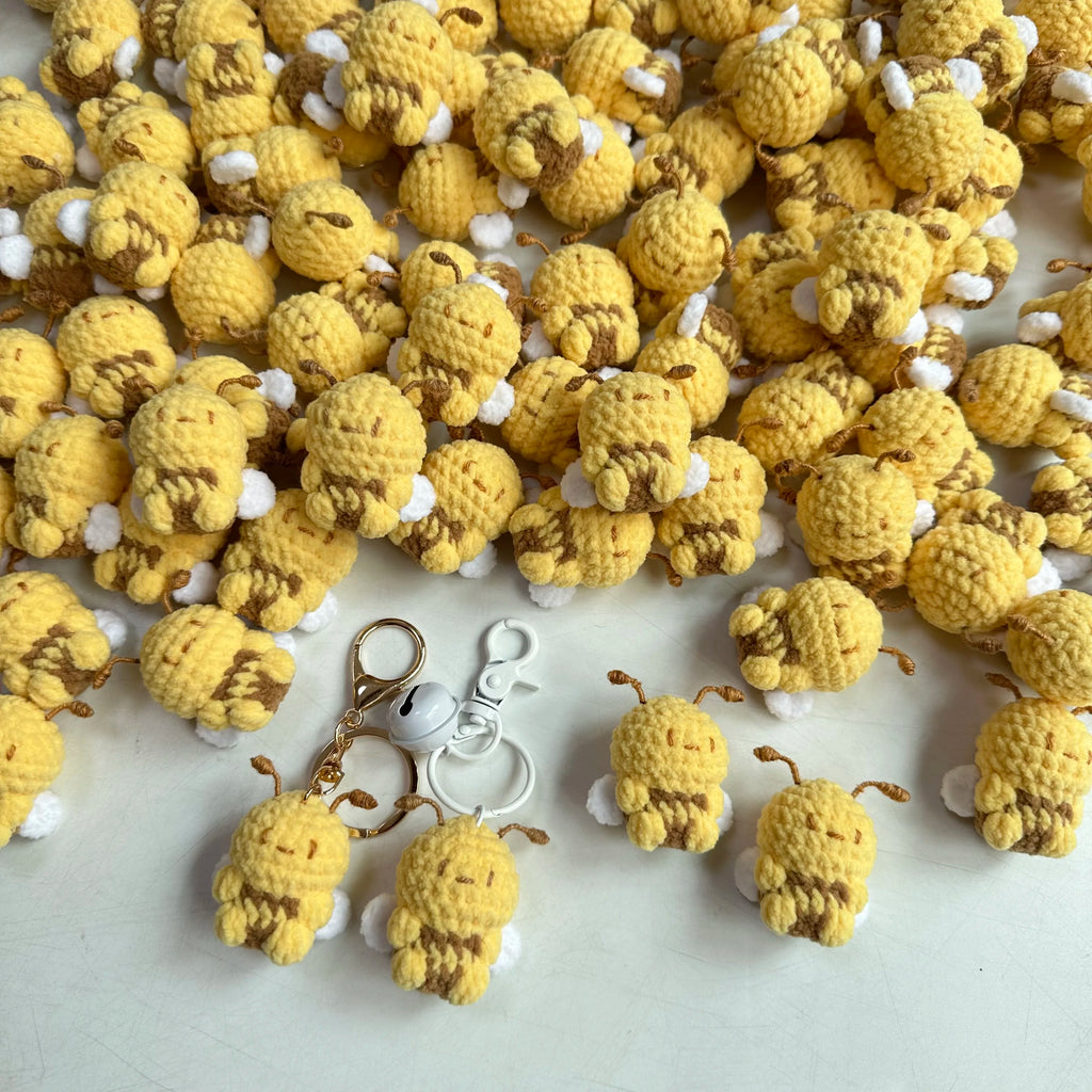 Hand-Crocheted Bee Charm and Keychain