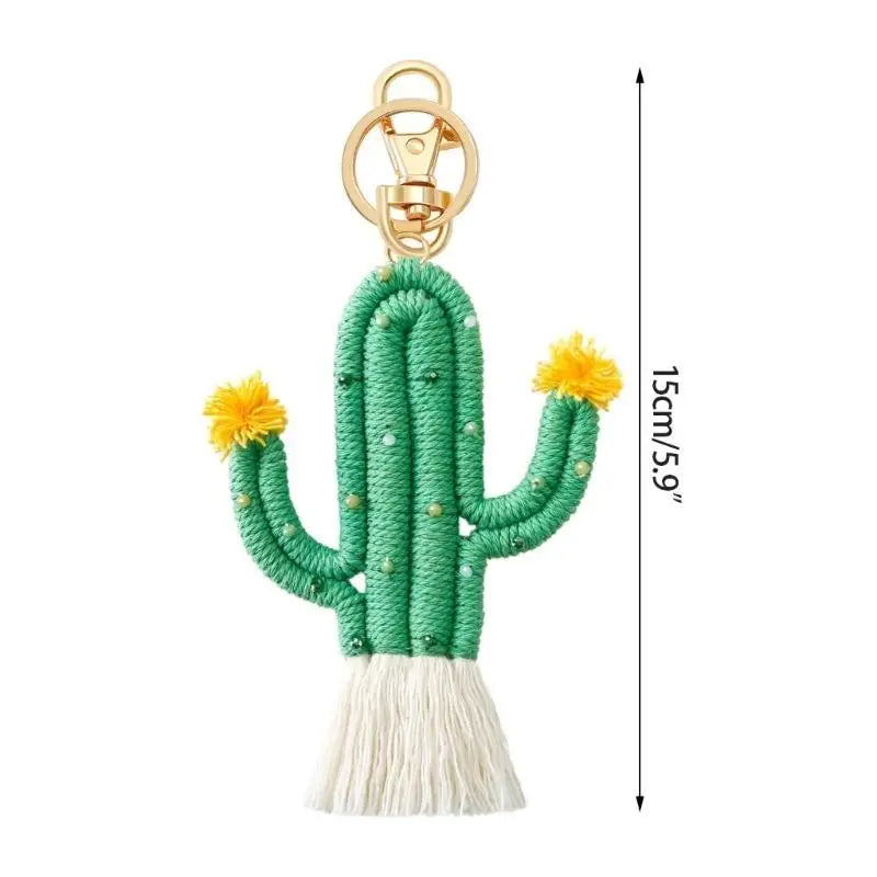 Hand-Woven Cotton Cactus Keychain