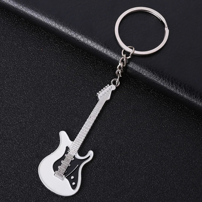 Silver-Plated Guitar Pendant Keychain