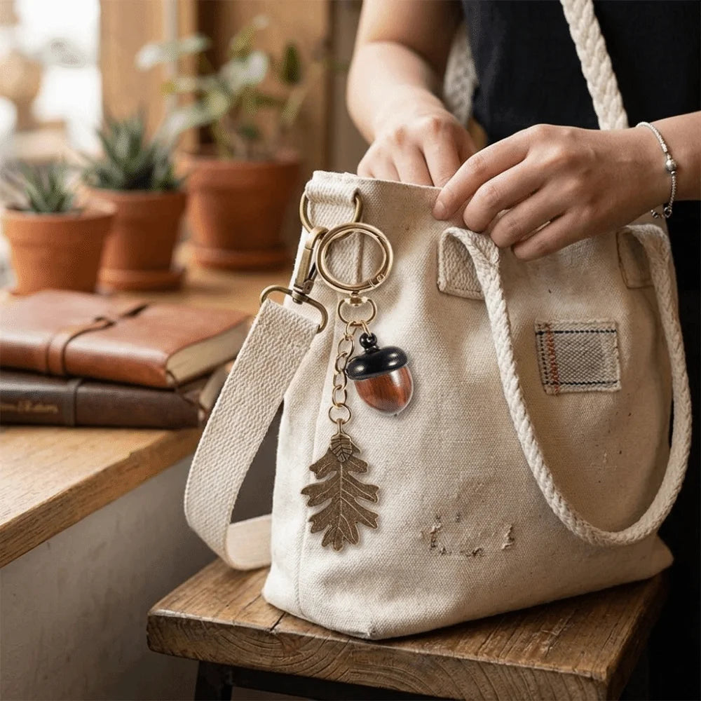 Twist-Open Acorn Keychain Charm with Hidden Compartment