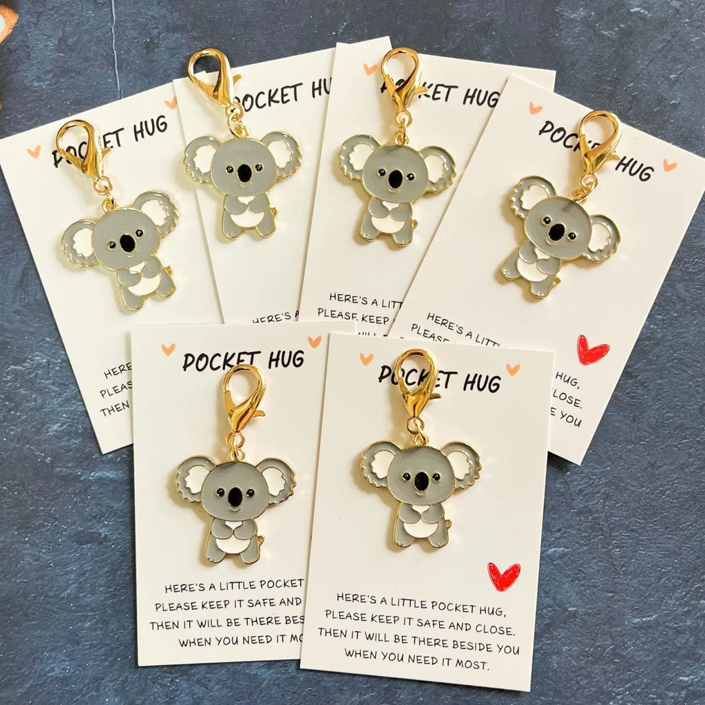 Koala Charm Keychain with Inspirational Hug Card
