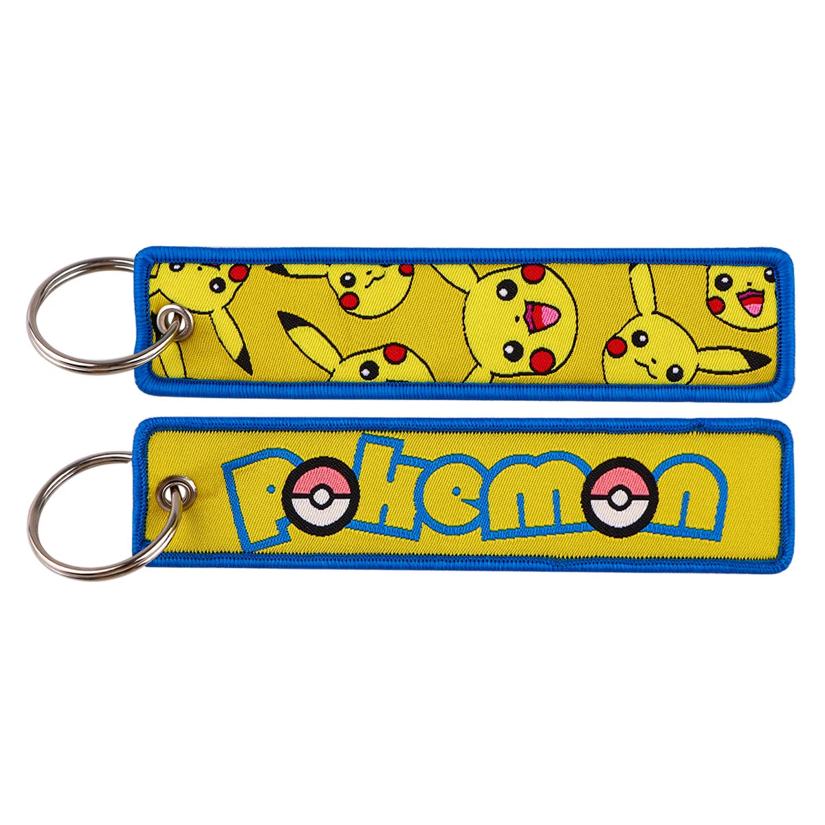 Double-Sided Embroidered Key Tag with Metal Hardware