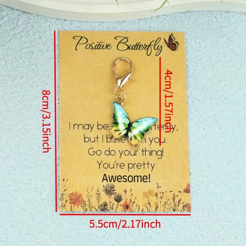 Cartoon Butterfly Keychain Set with Greeting Cards