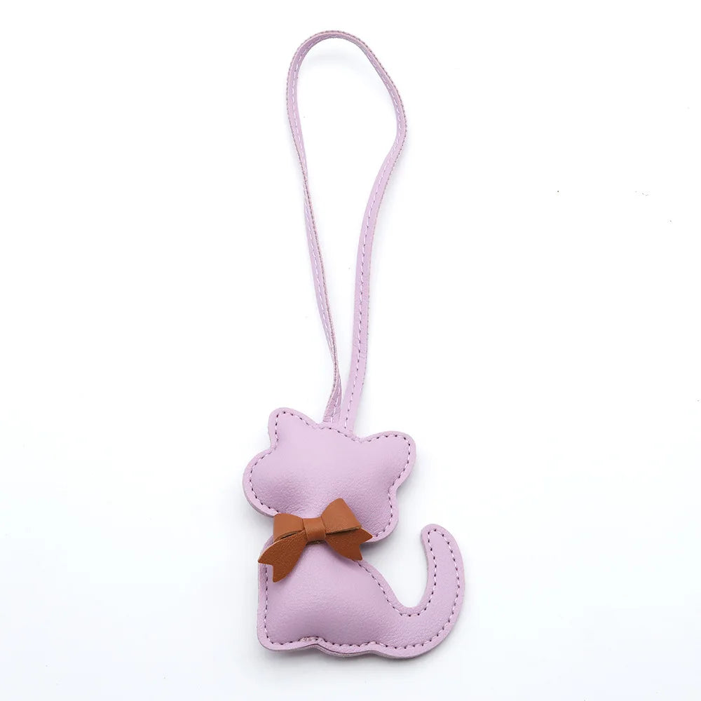 Cat-Shaped PU Leather Keychain