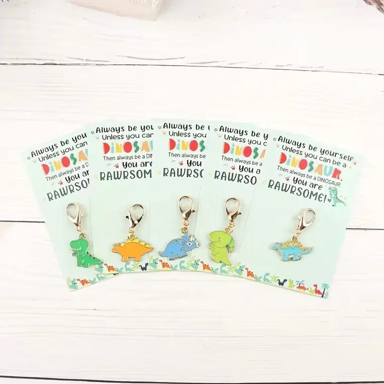 Dinosaur Keychains with Backing Cards, 10-Pack