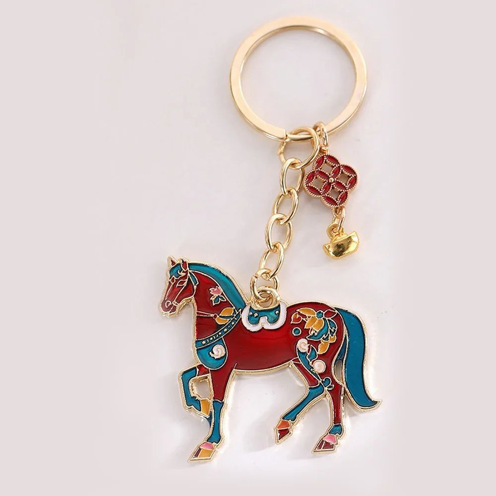 Cute Enamel Horse Keychain Pendant pet Enamel Keyring Women Bag Jewelry gifts