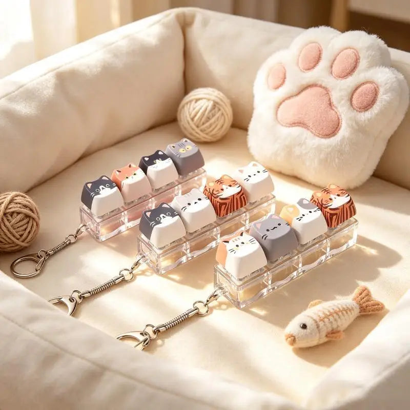 Cat 4-Key Keyboard Fidget Keychain
