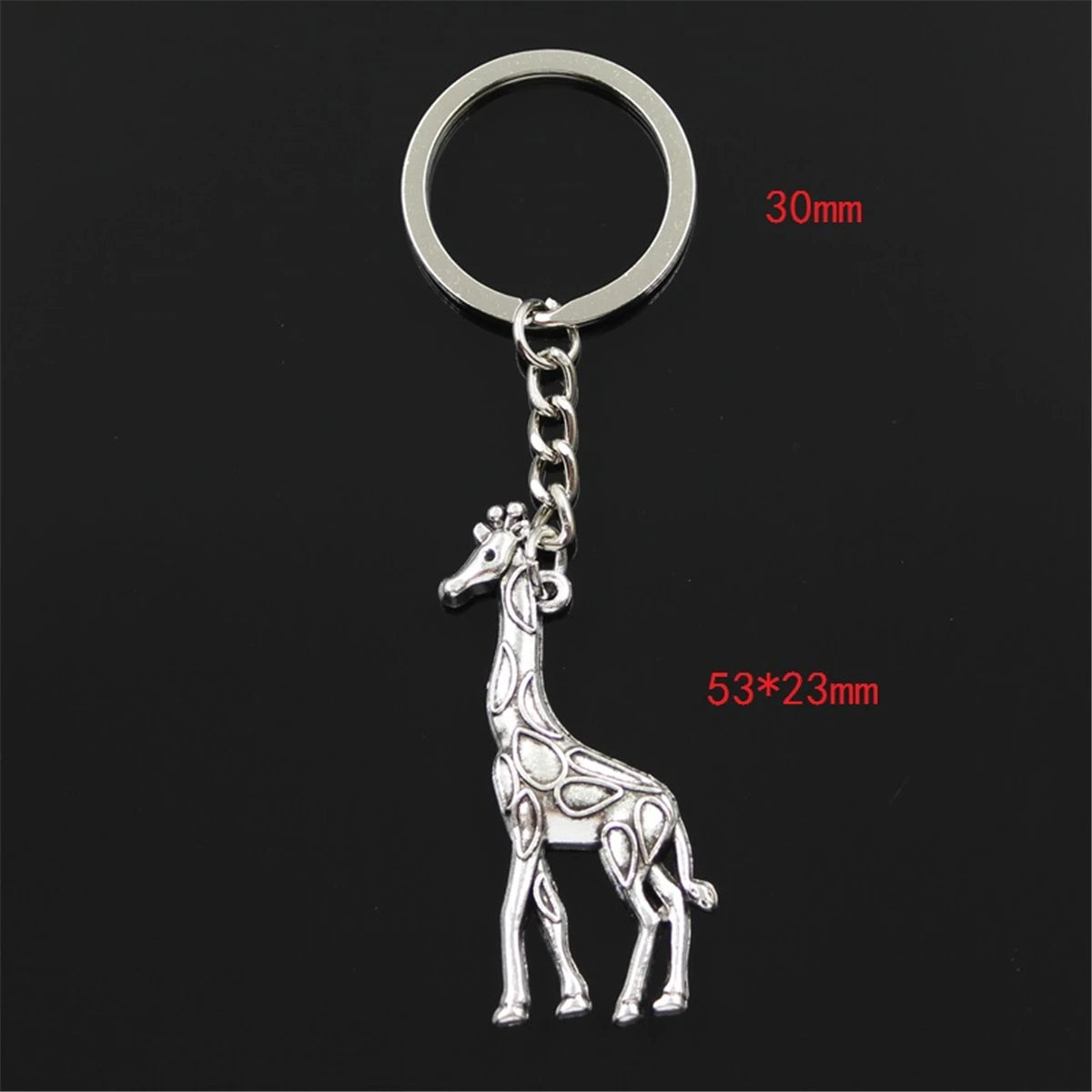 Giraffe Pendant Keychain in Silver-Plated Zinc Alloy