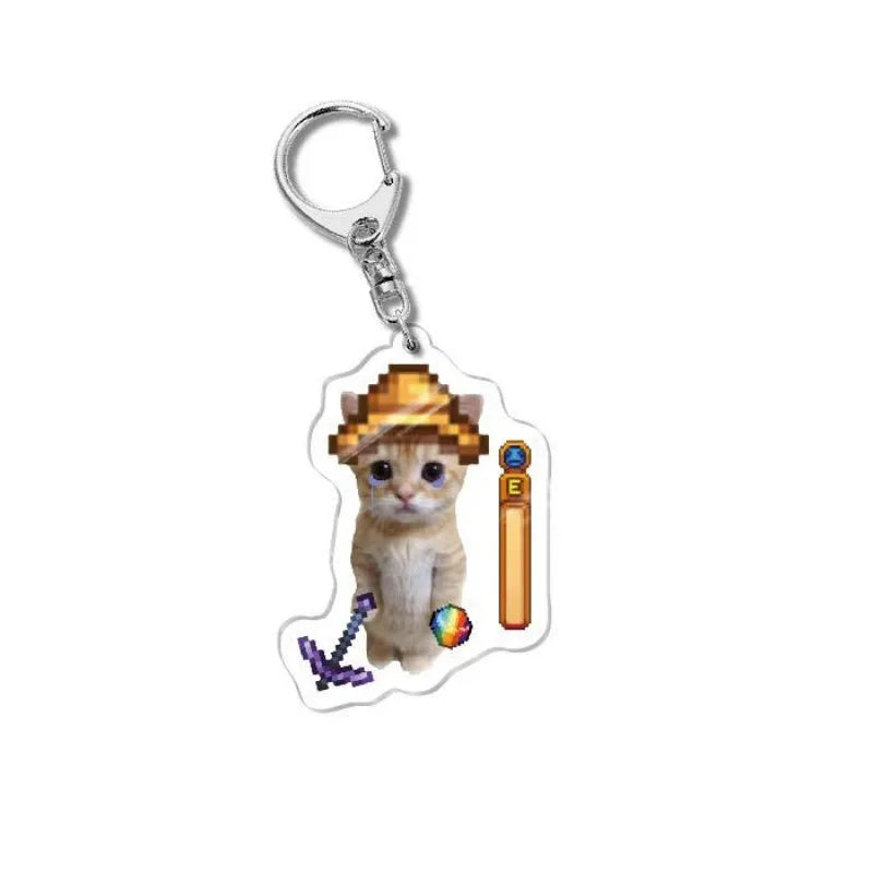 Cat Meme Acrylic Charm Keychain