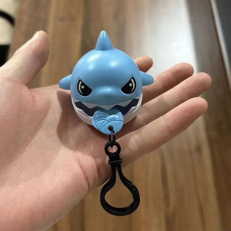 Pull String Biting Shark Keychain Funny Stress Relief Fidget Toy Cute Shark Pendant For Backpack Bag Decor Car Key Accessories