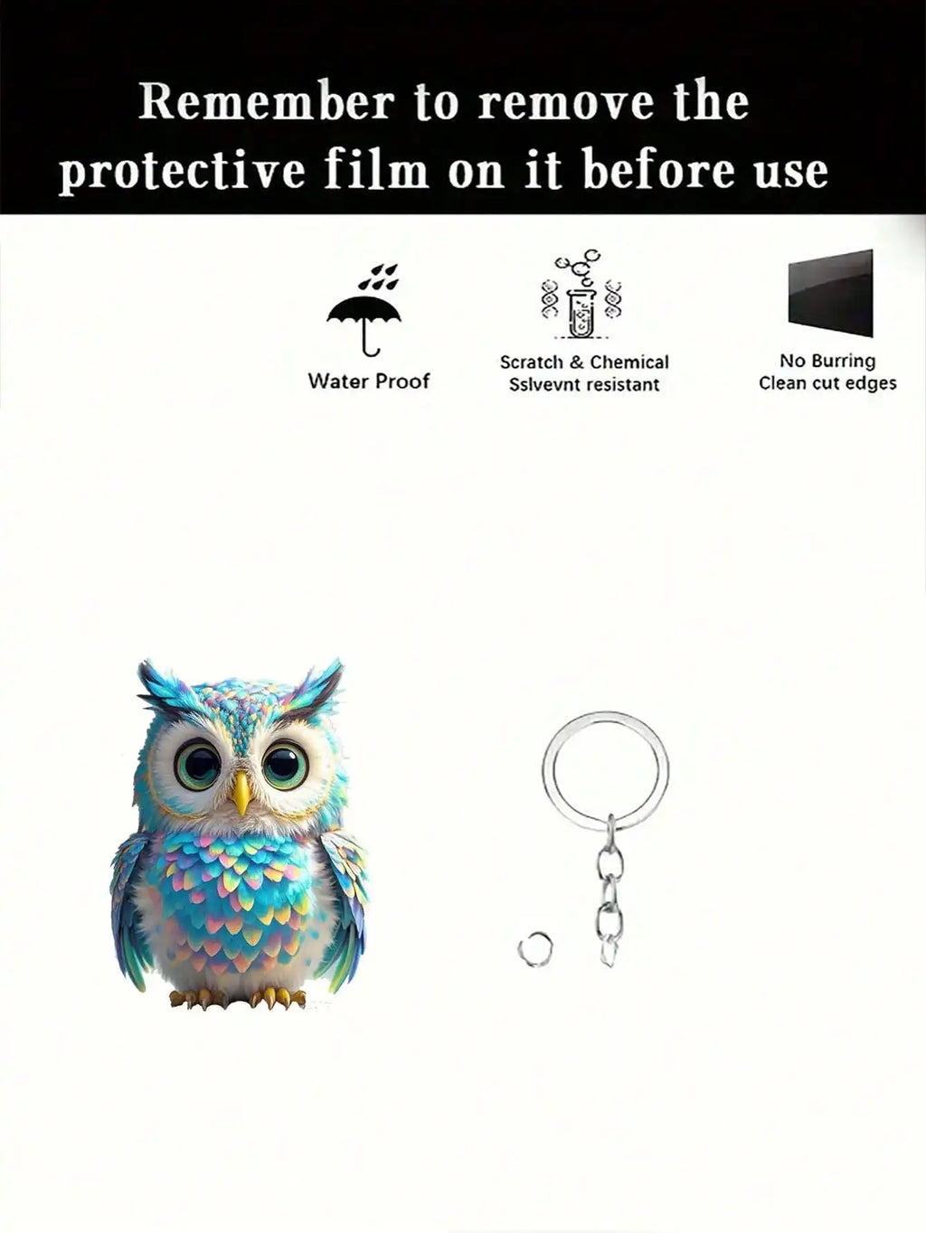 Owl Charm Keychain with O-Shaped Buckle
