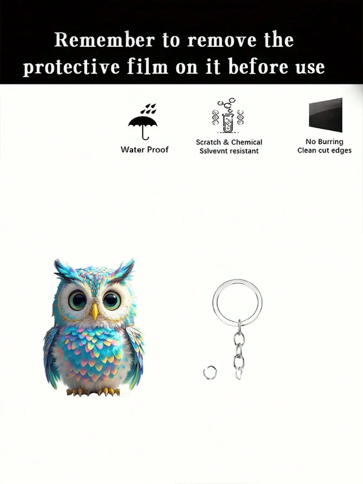 Owl Charm Keychain with O-Shaped Buckle