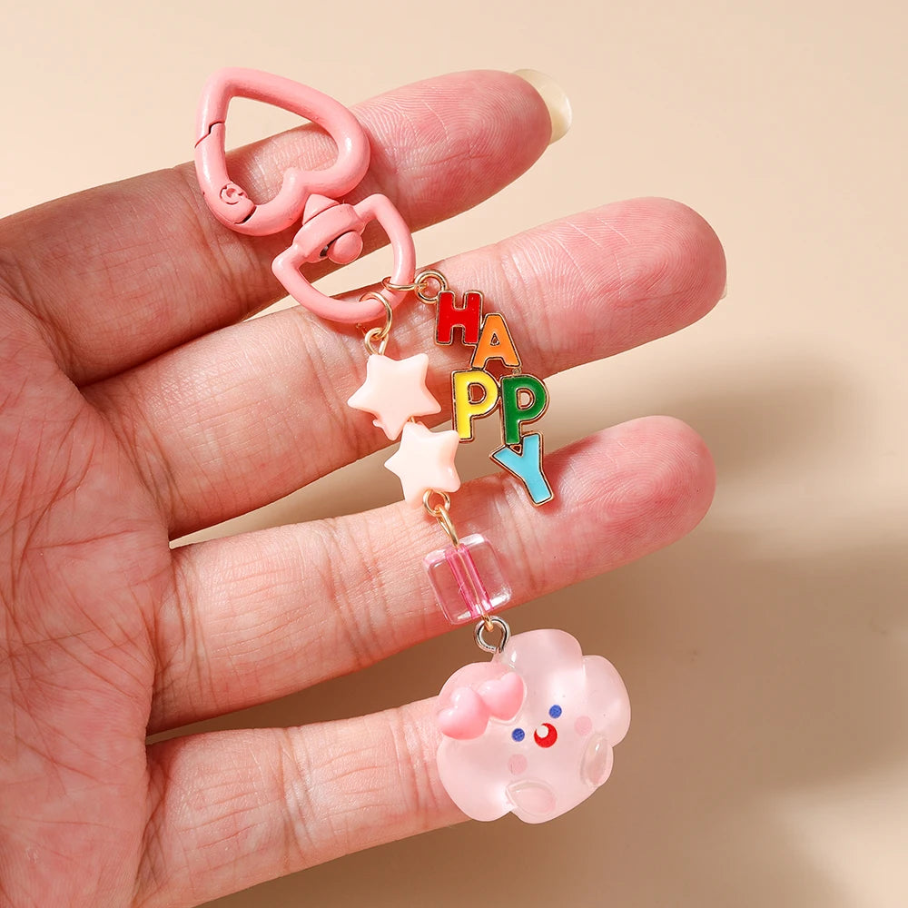 Cloud Face Keychain with O-Buckle Clasp