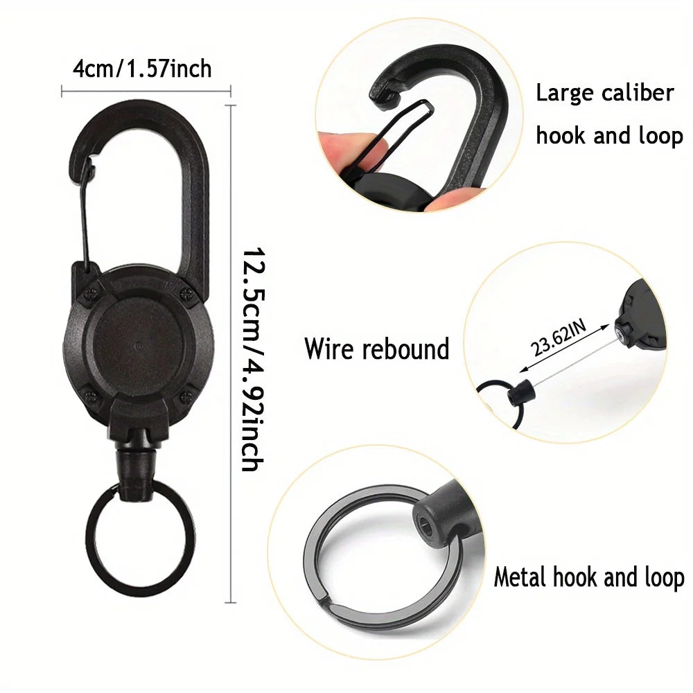 Retractable Keychain with Steel Cord