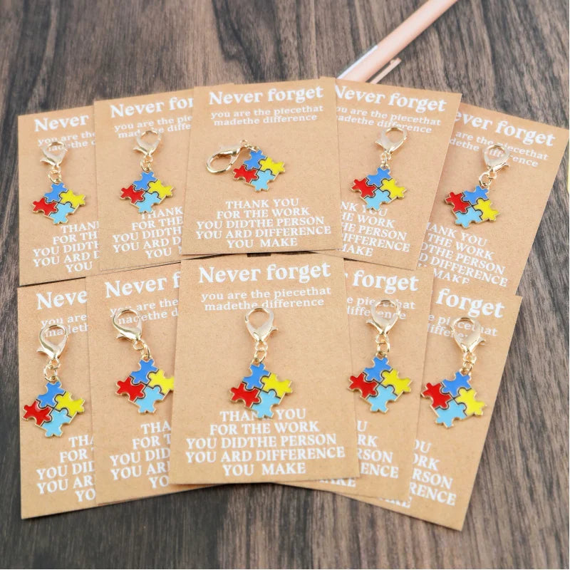 Puzzle Keychain Set with Thank-You Cards, 10-Pack