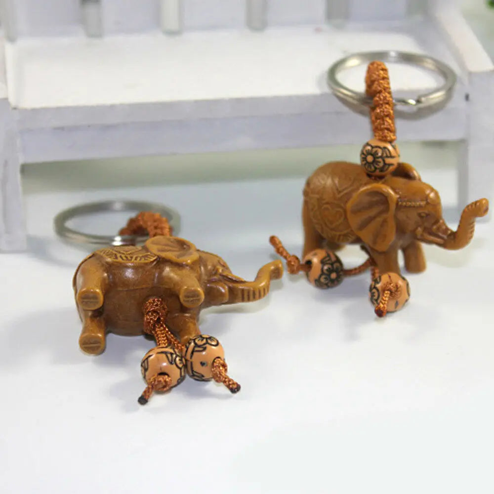 Elephant Charm Keychain with Gold-Tone Clasp