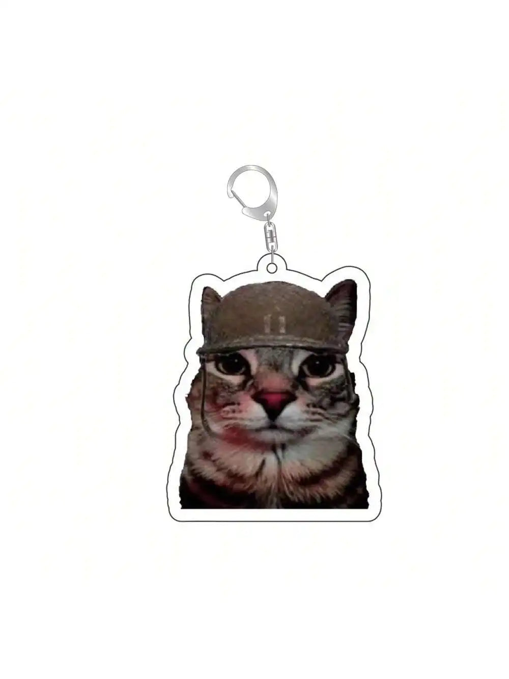 Cat and Dog Meme Charm Keychain with D-Ring Clasp