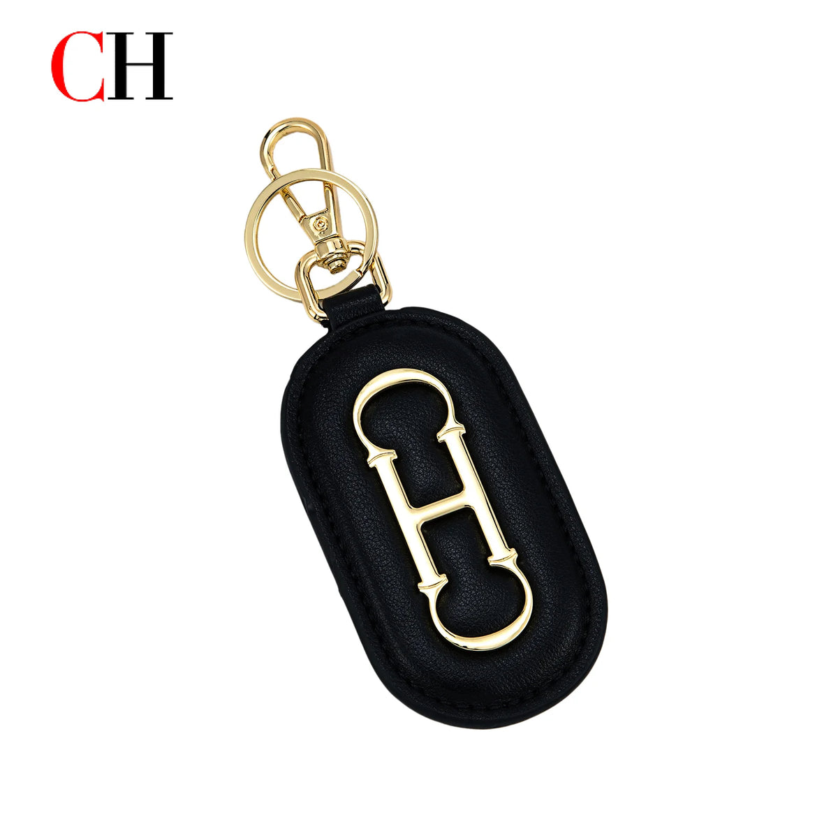 Oval Bag Charm Keychain with Raised Metal Ornament
