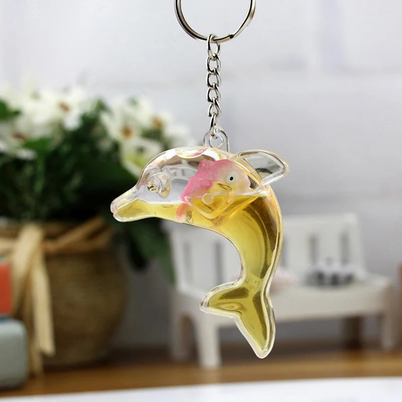 Hot Sale Floating Dolphin Keychain For Car Keys Ring Cute Whale Ocean Pendant Accessories Women Bag Charms Pendant Gift