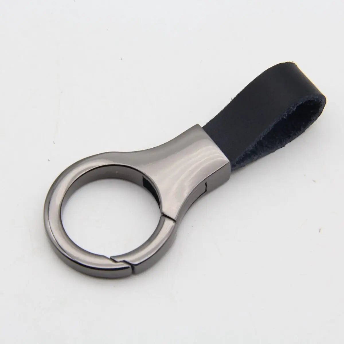 Leather and Metal Keychain with Lock Buckle