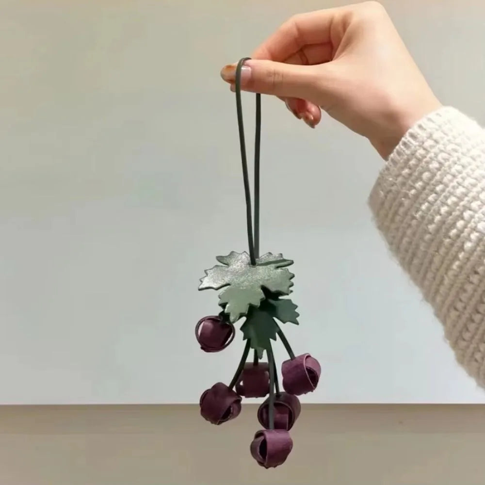 Woven Grape Bag Charm in PU Leather